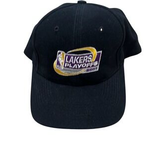 Vintage 2000's NBA‎ Mens Black Lakers Playoffs 2001 Strap Back Cap Adjustable